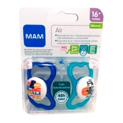 MAM CHUPETE SILICONA AIR 16+ AZUL PACK DOBLE